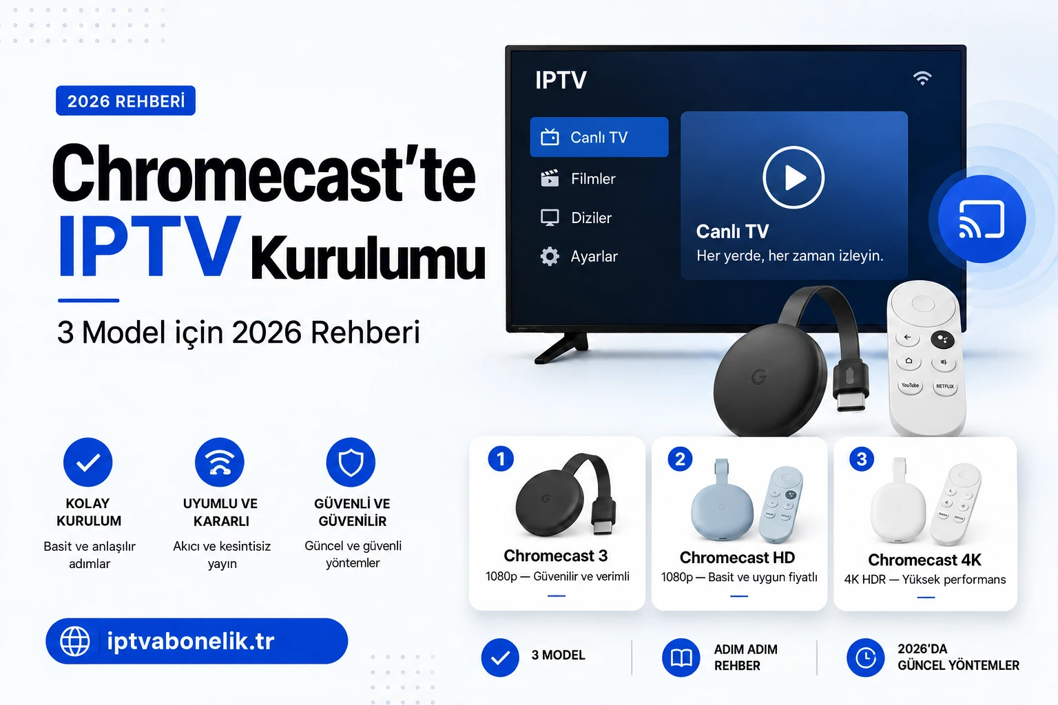 Chromecast’te IPTV kurulumu: 3 model için 2026 rehberi